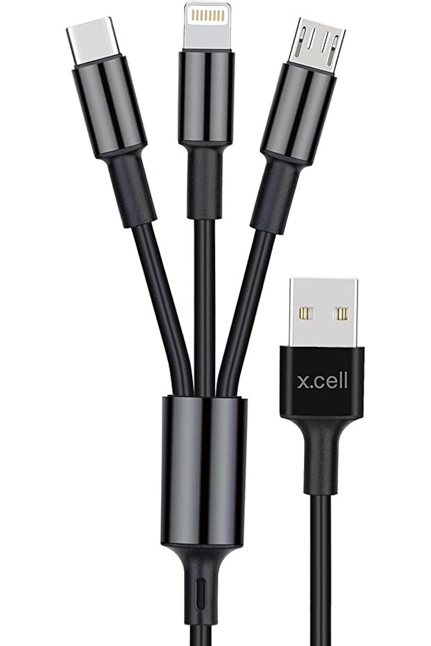 3 in 1 USB Cable, USB-A to USB-C Lightning Micro USB 1.5 meter