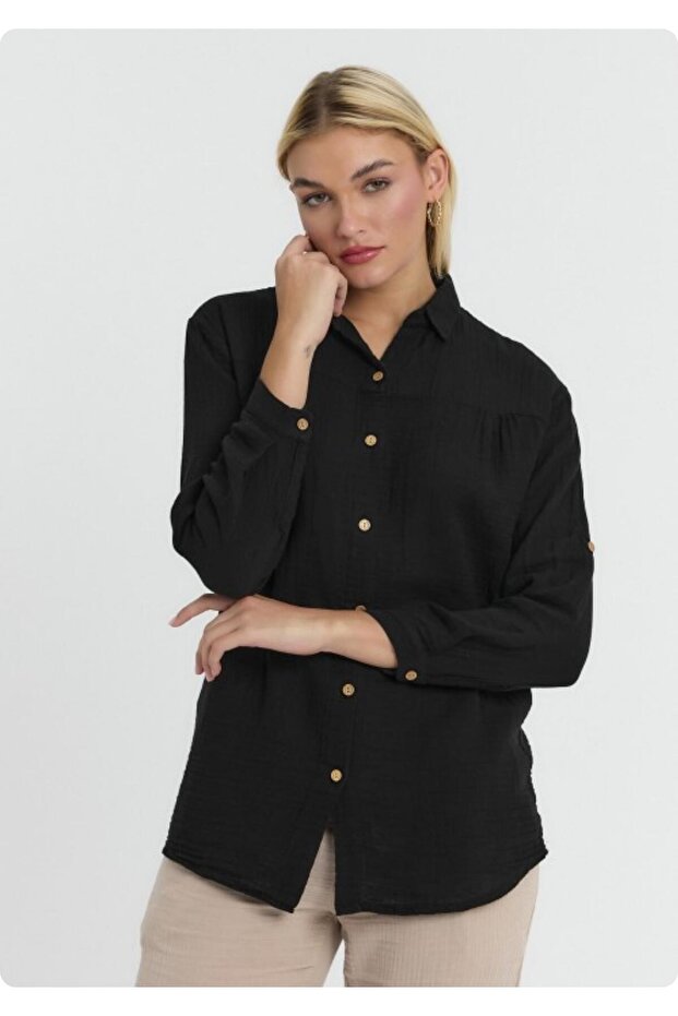 Heaven 1150 muslin collar long sleeve shirt