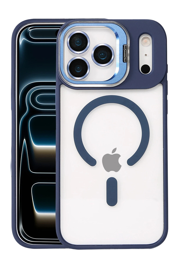 Gldisptm iPhone 17 Pro Max Cover with Remim Lens and Magsafe Stand (35734) - Navy Blue