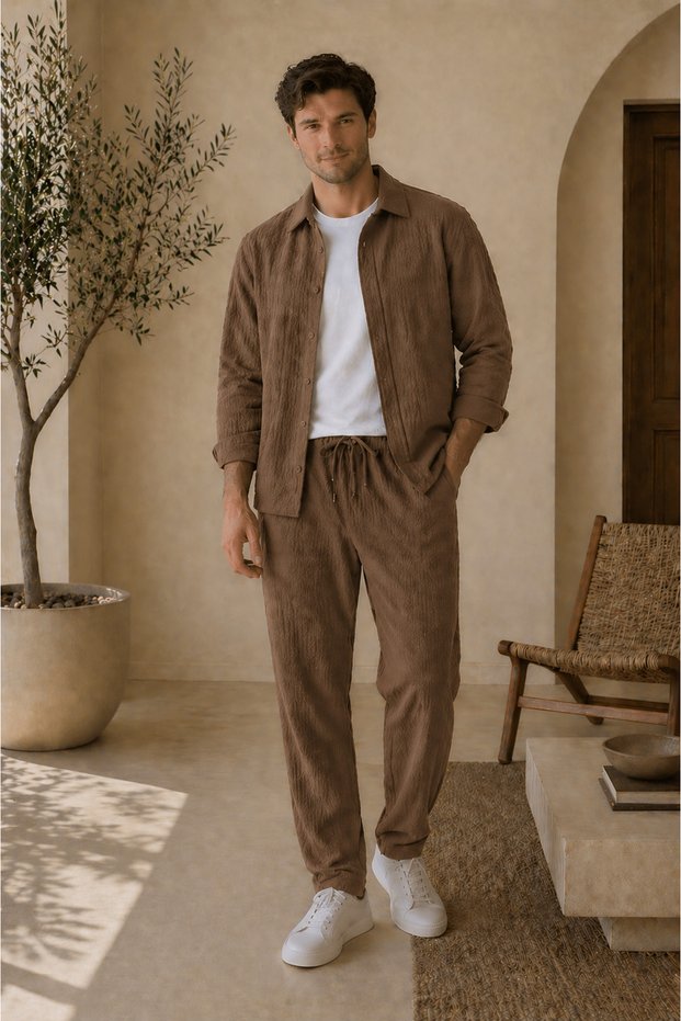 Men's Cotton Fabric Shirt and Pants Set