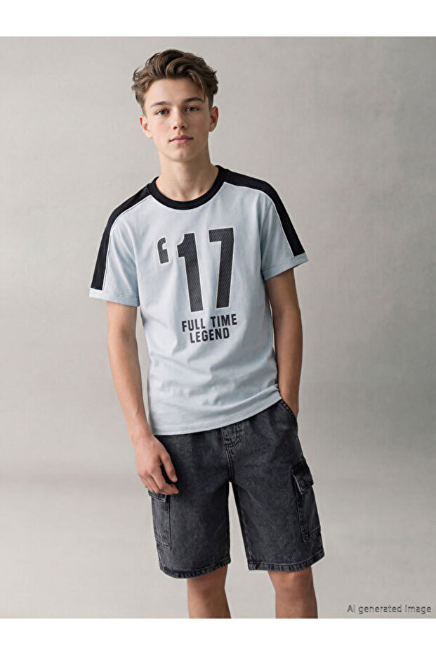 Esvab • Modern & Distinctive Zero Roba Collar Printed Boys' T-Shirt