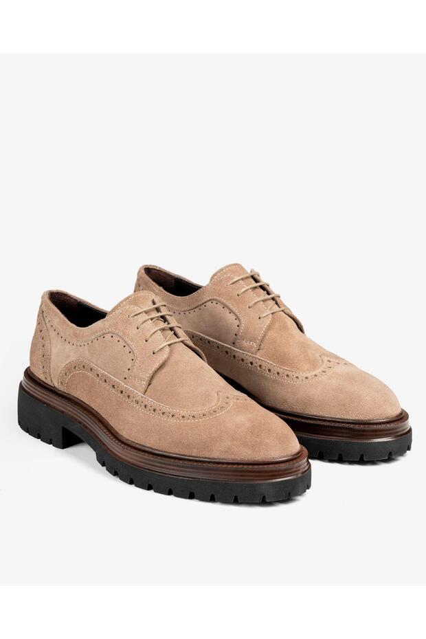 Italian Style Internal and External Natural Suede Men's Shoes Beige T14609