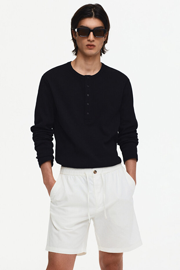 Keten Karışımlı Şort Regular Fit