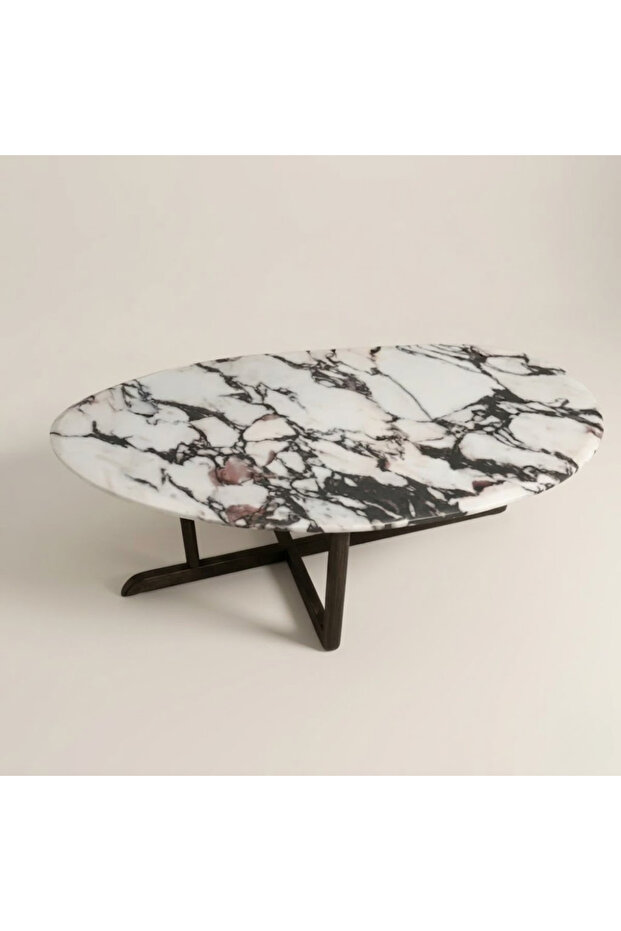 Sila Elegant Mid-Century Oval Marble Coffee Table-Majestic Sila Coffee table