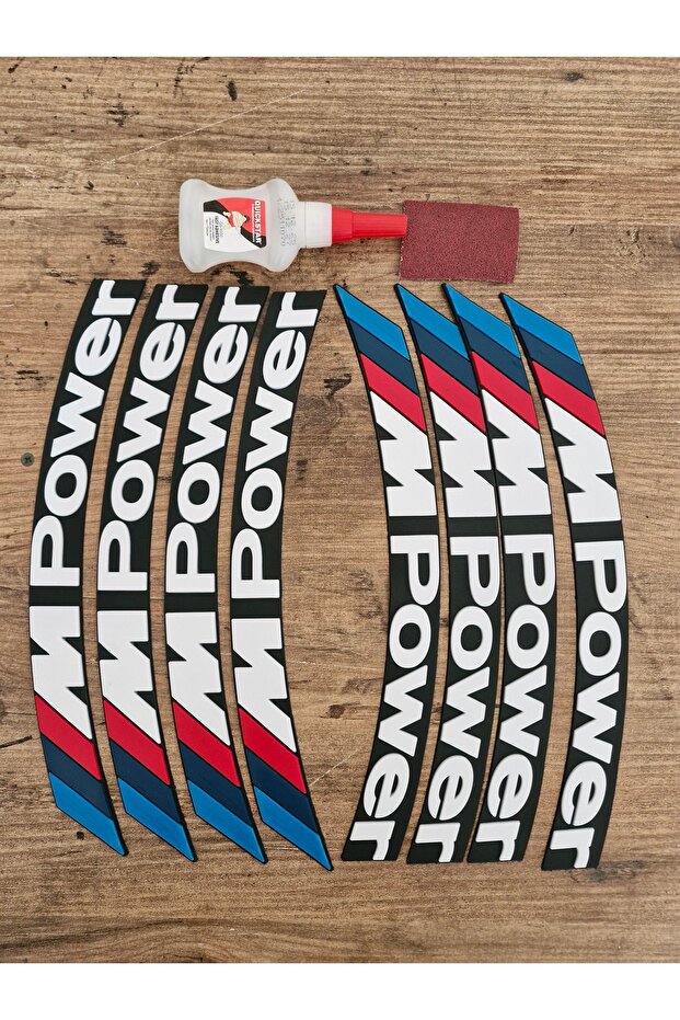Mpower Tire Lettering Sticker Emblem Stripe 3D 8 Pieces
