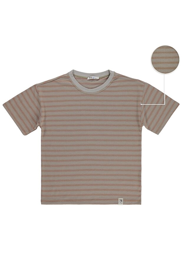 Jakar Striped T-Shirt for Ages 10-13 - Brown