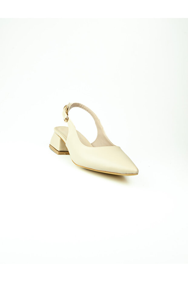 3910 Beige Low Heeled Evening Dress Women's Shoes