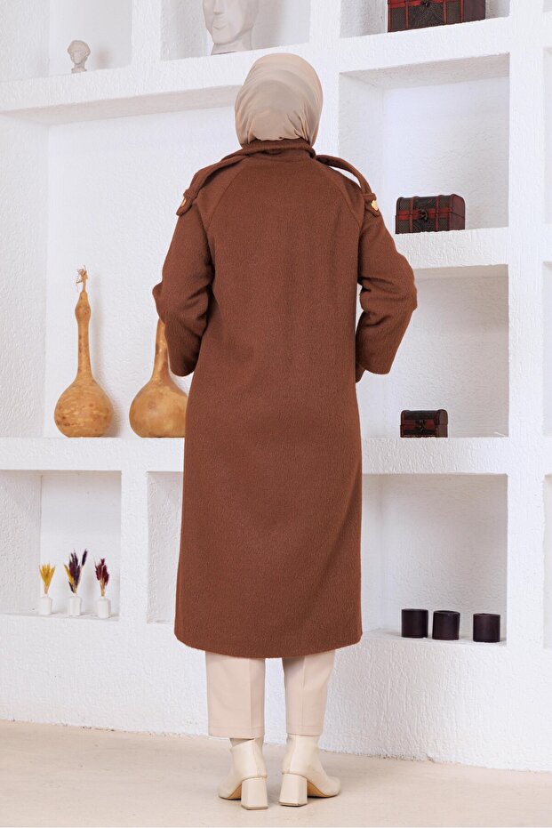 Buttoned coat cinnamon - 4