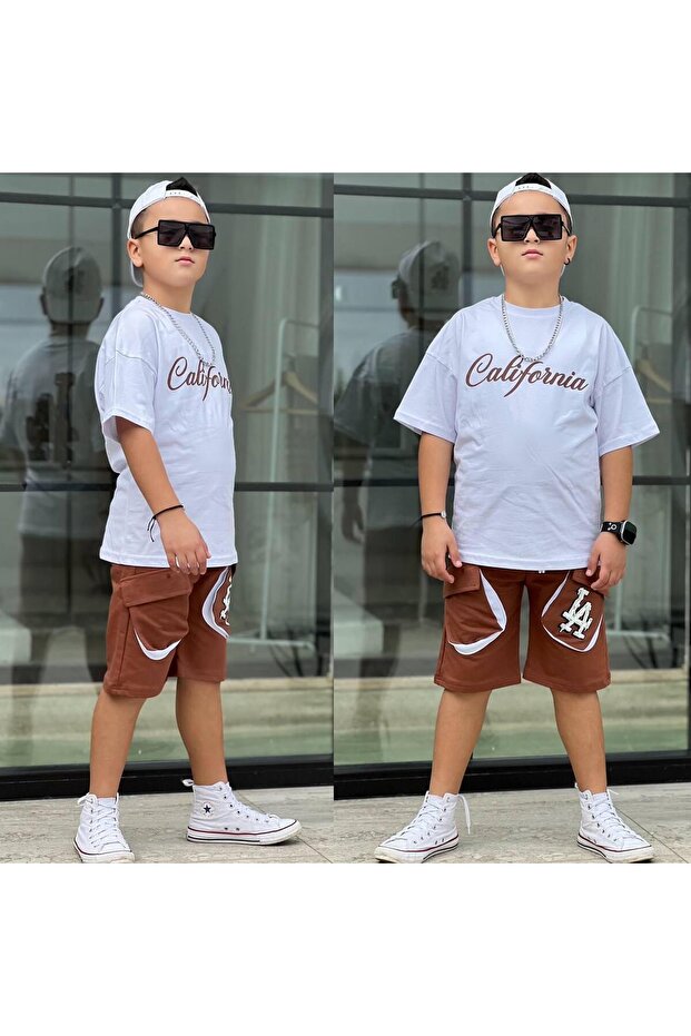La California Printed 3-Piece Hat and Shorts Set