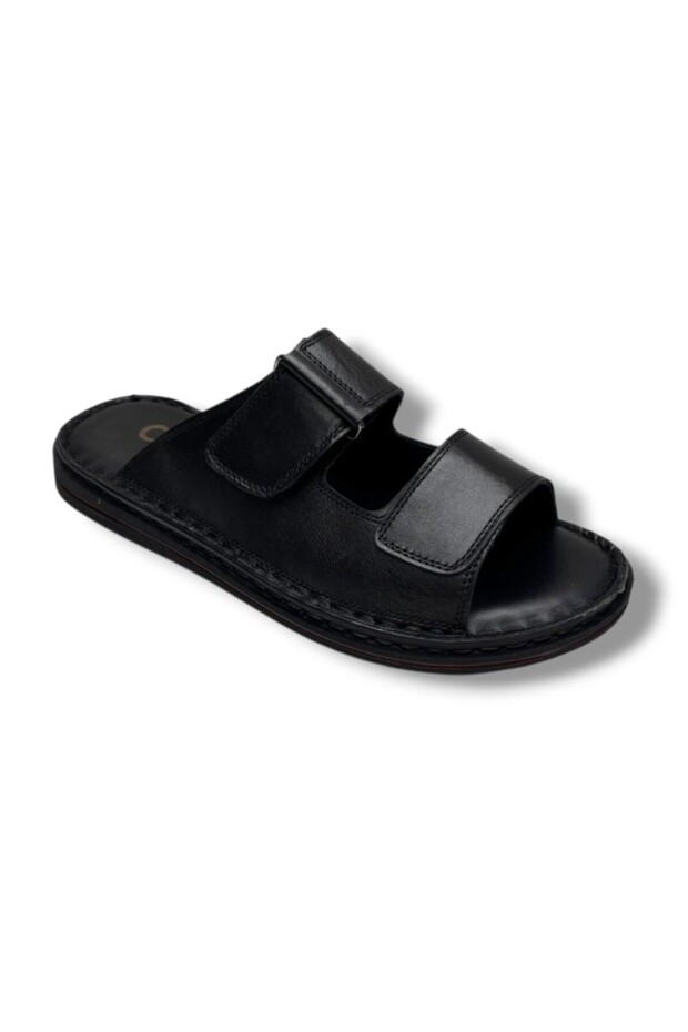 182-26 Genuine Leather Ultra Soft Double Velcro Anatomical Men's Slippers 40-47