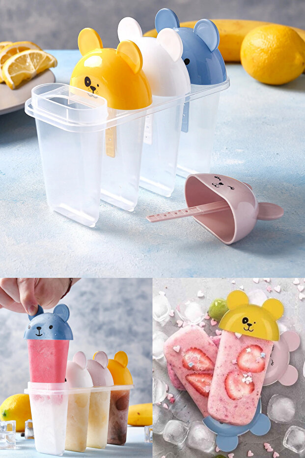 4-Piece Easy Shaping Cute Children's Ice Cream Mold Practical Juice Ice Cream Set