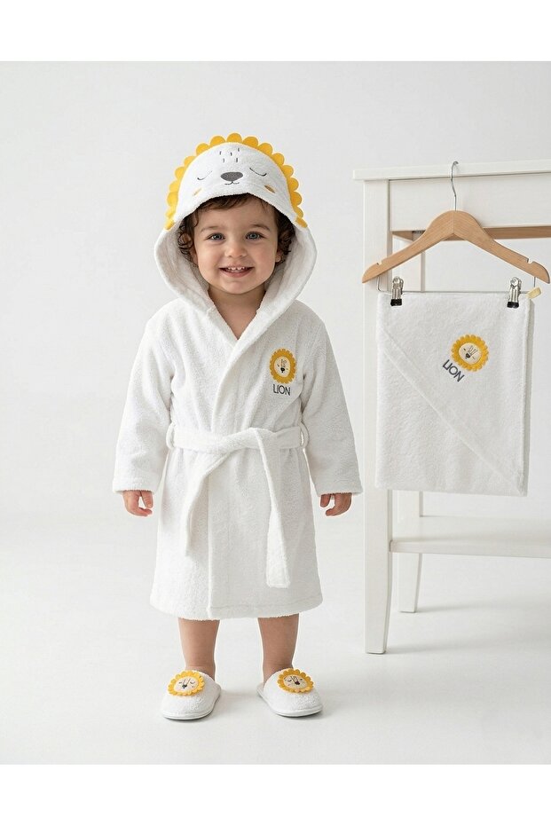 100% Cotton Baby & Kids Bathrobe Set / Bathrobe / Towel / Slippers