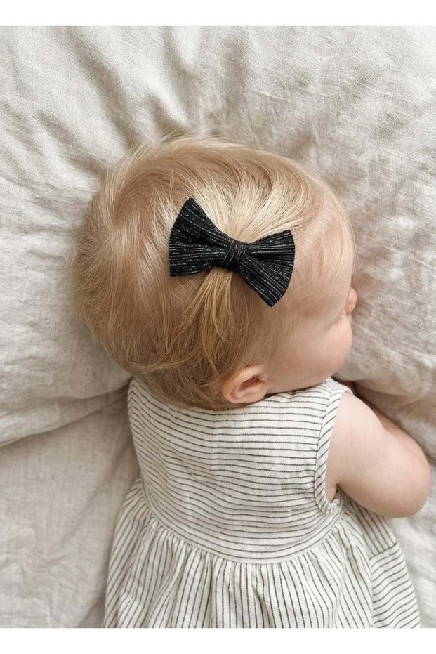 Black Gray Glitter Chiffon Boutique Hairless Baby Clip Handmade for Babies