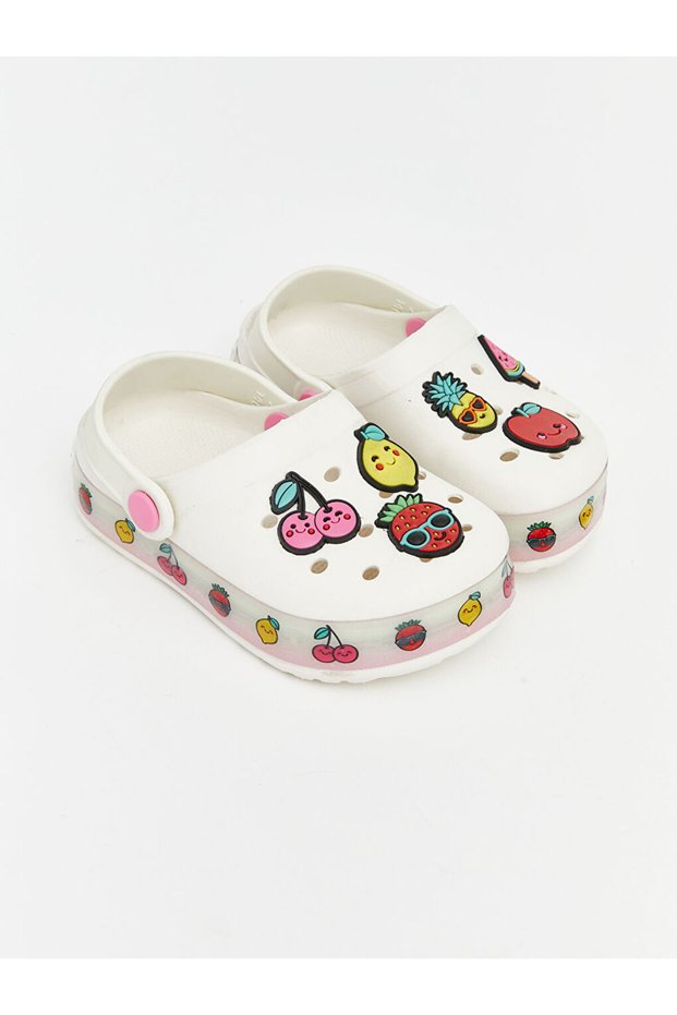 Vizyon New Season Ecru Printed Baby Girl Beach Sandals