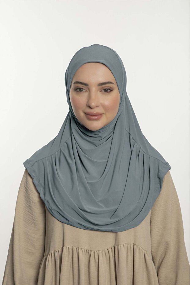Practical Hijab Sandy Shawl - Ready-To-Wear Turban Hijab Scarf Prayer Cover-Grey