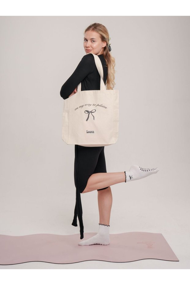 On My Way to Pilates, Ribbon Tote Bag