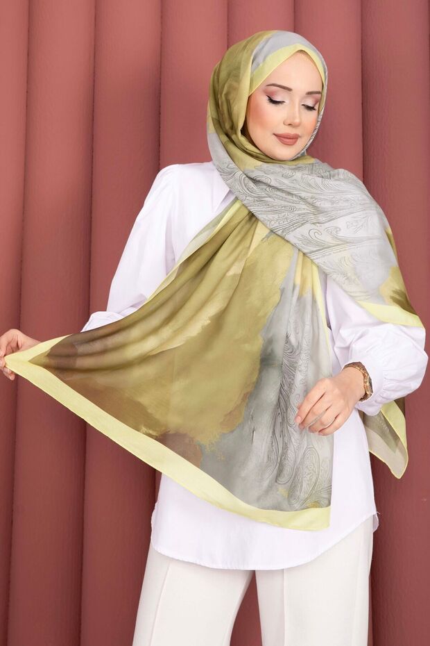 Large Floral Pattern Shawl Series Yellow