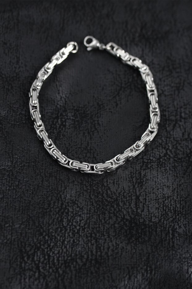 316L Steel Silver Color King Chain Men's Bracelet - Ebj260509W42135