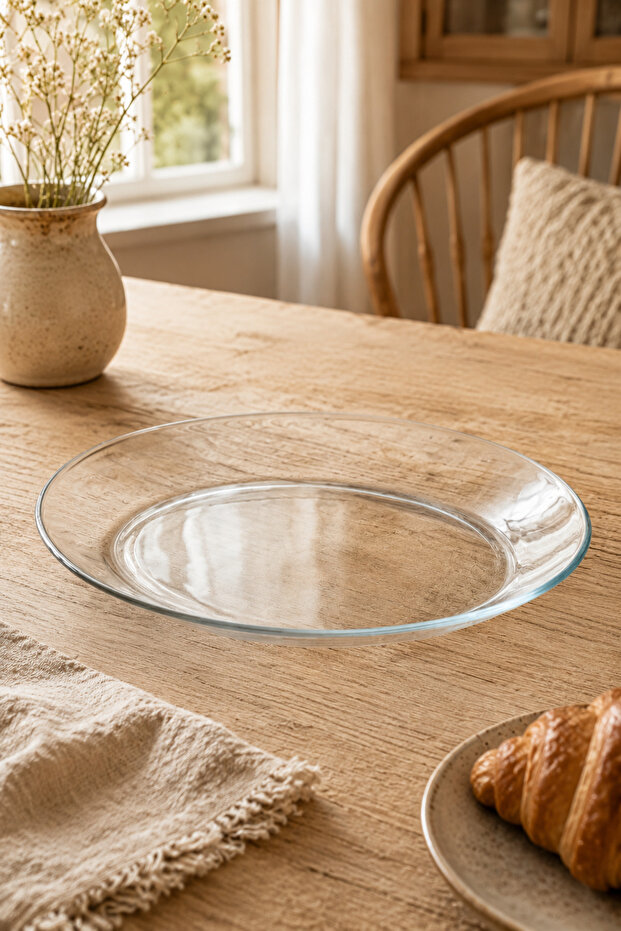 Glass Serving Plate Transparent Salad and Fruit Presentation Plate Breakfast Pastry Appetizer Plate 33X25 cm