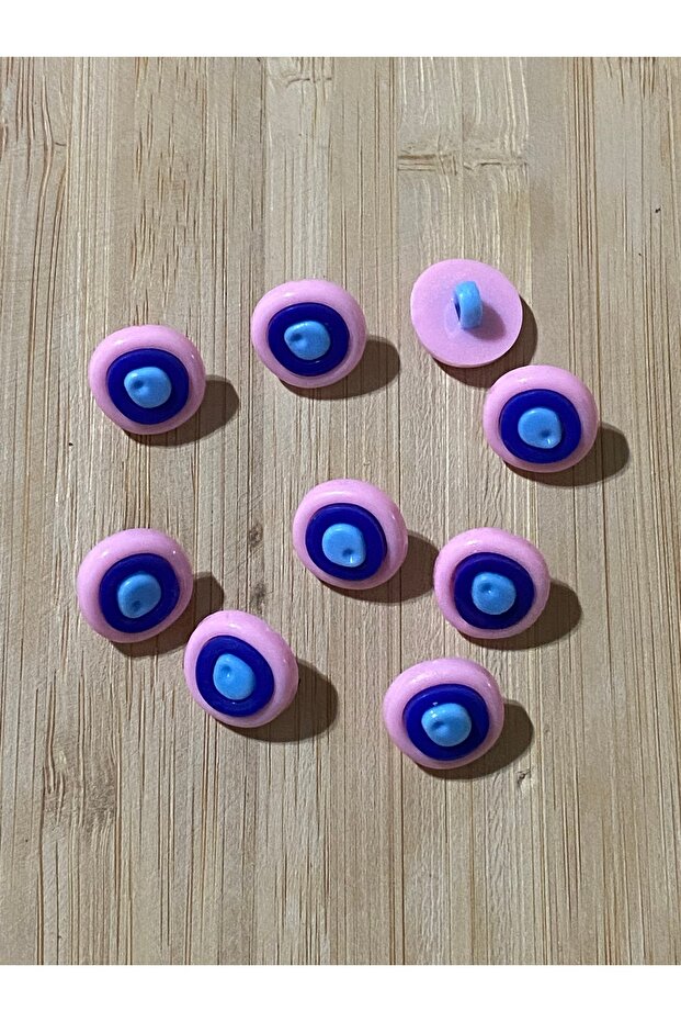 Button with an Evil Eye from Below 14 mm 10 Pieces Pink