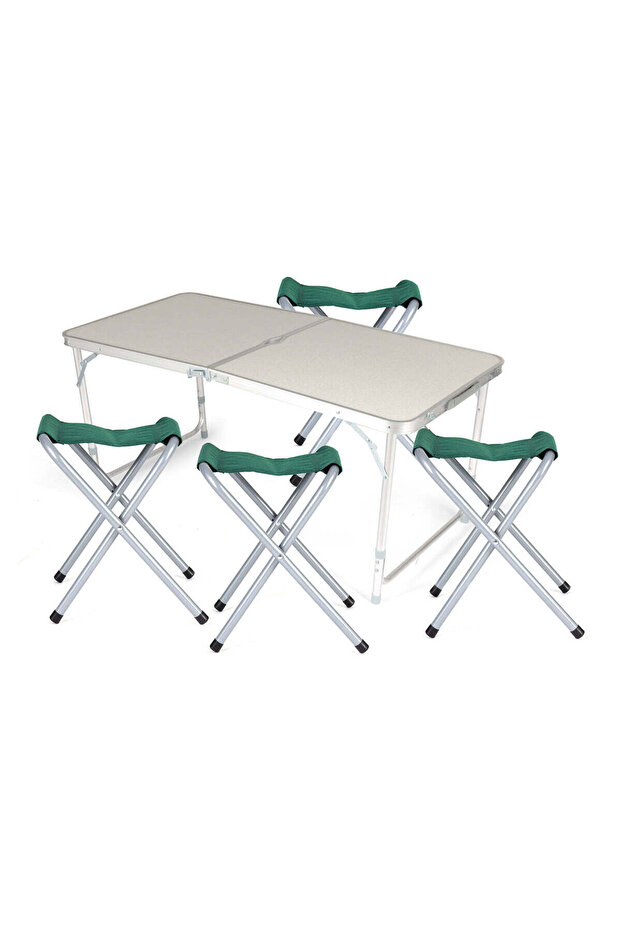 RF 11676 Camping Table with Chairs | Foldable Outdoor Table Set with Aluminium Fireboard Top