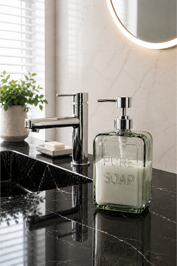 500 ml Pure Orange Liquid Soap Dispenser Transparent Bathroom Kitchen Soap Dispenser 18.5 X 10 cm