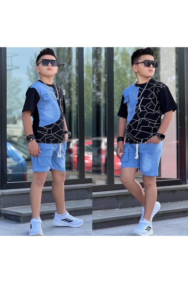 Boy's Denim Shorts Set