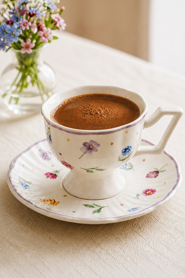 Queen Rebecca 4 Piece 2 Person Porcelain Coffee Cup Set 100 ml