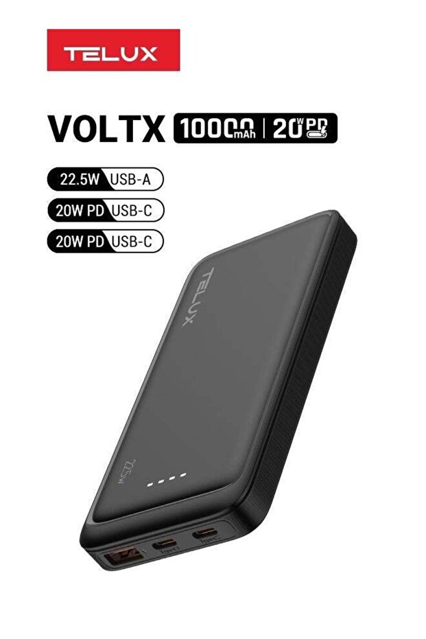 VOLTX 10 Power Bank 10000mAh Fast Charging, Pocket PD Charger with 2 USB-C & USB-A Ports, Safe Compact Portable Battery