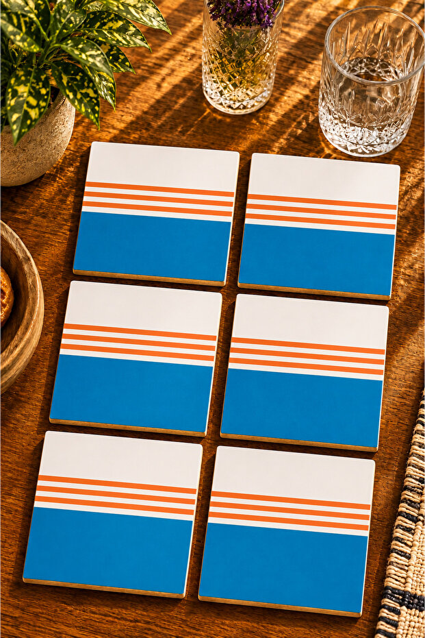 Modern Design Set of 6 Coasters - Uv Printing Mdf - 10X10 cm