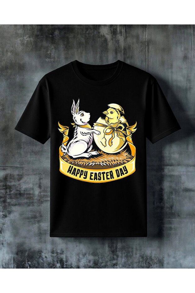 Happy Easter Tavsan Egg Printed Oversize T-Shirt