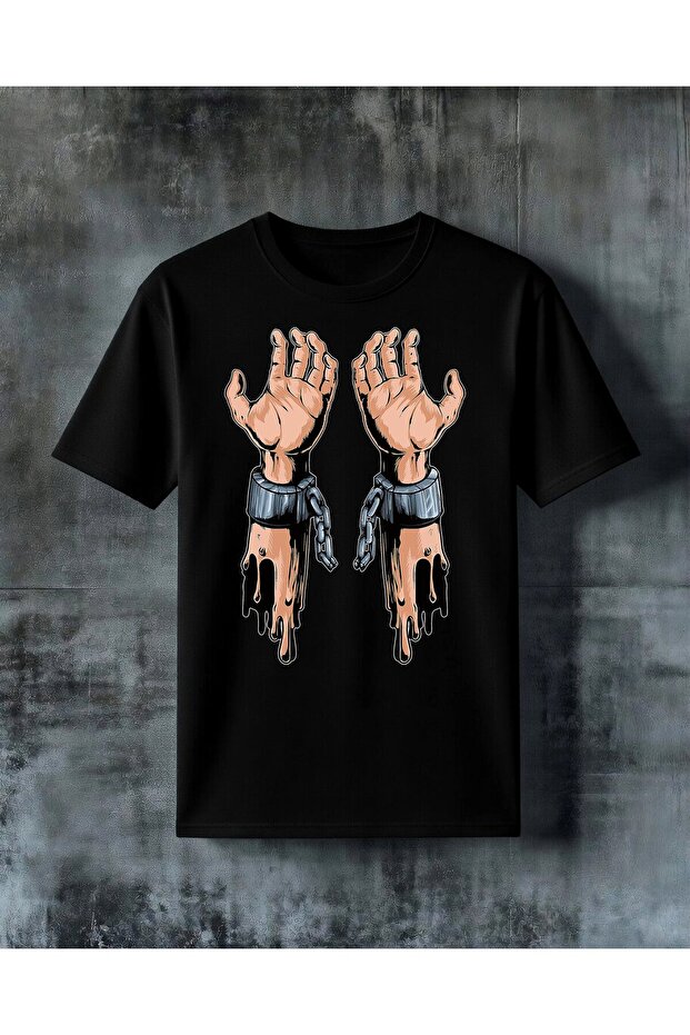 Esareti Kir Chain-Linking Hands Printed Oversize T-Shirt
