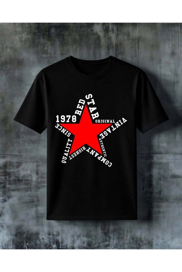 Red Star Printed Oversize T-Shirt