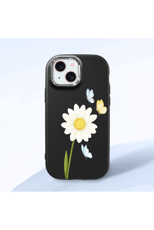 Black Silicone Case Compatible with iPhone 15 with Shock-Absorbing Camera Protections