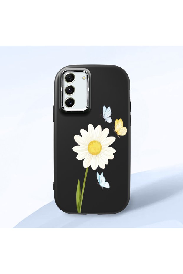 Black Silicone Case Compatible with Samsung Galaxy S21 Fe with Shock-Absorbing Camera Protections