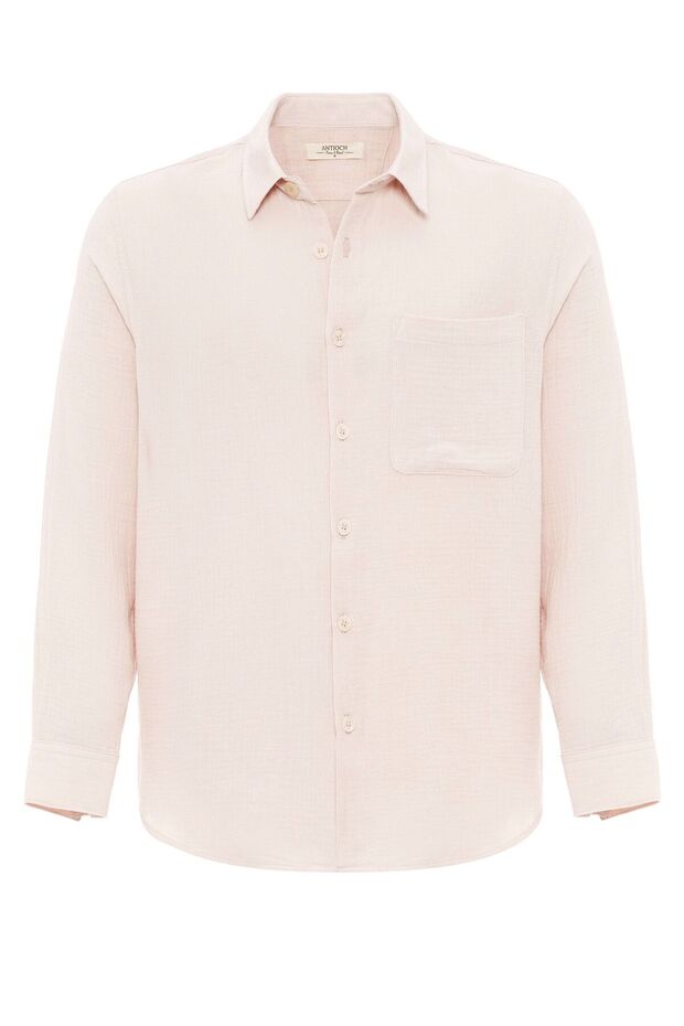 Muslin Fabric Long Sleeve Men's Shirt