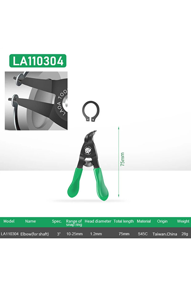 كماشة حلقات دائرية صغيرة محمولة متعددة الوظائف بزاوية قائمة مقاس 3 بوصات LA110304 LAOA