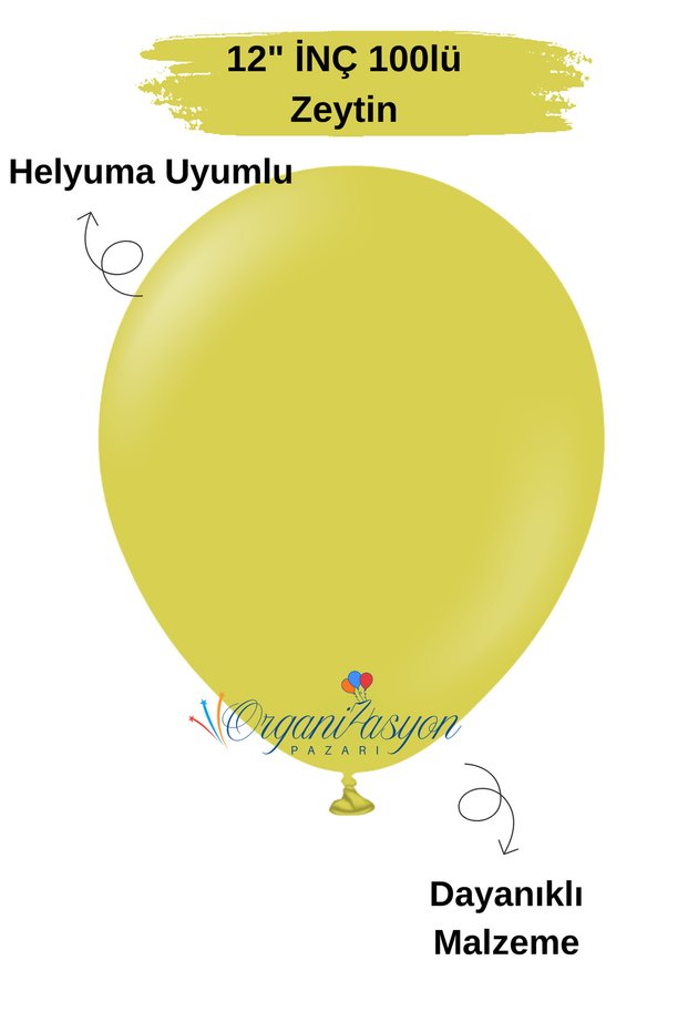 Pack of 100 Balloons Olive 12 Inch Decoration Party Decoration Balloon