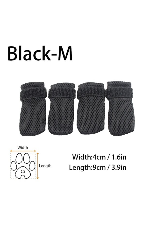 Black (M) 4 Pcs Cat Socks Anti-Scratch Anti Skid Protective Cats Shoes Elastic Soft Fabric Non-Slip