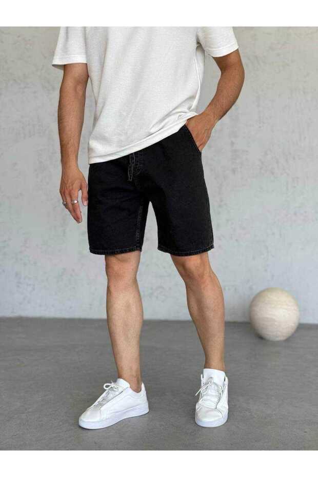 Men's Regular Fit Basic Premium Summer Denim Jeans Shorts with Elastic Waist and Drawstring Back Pocket