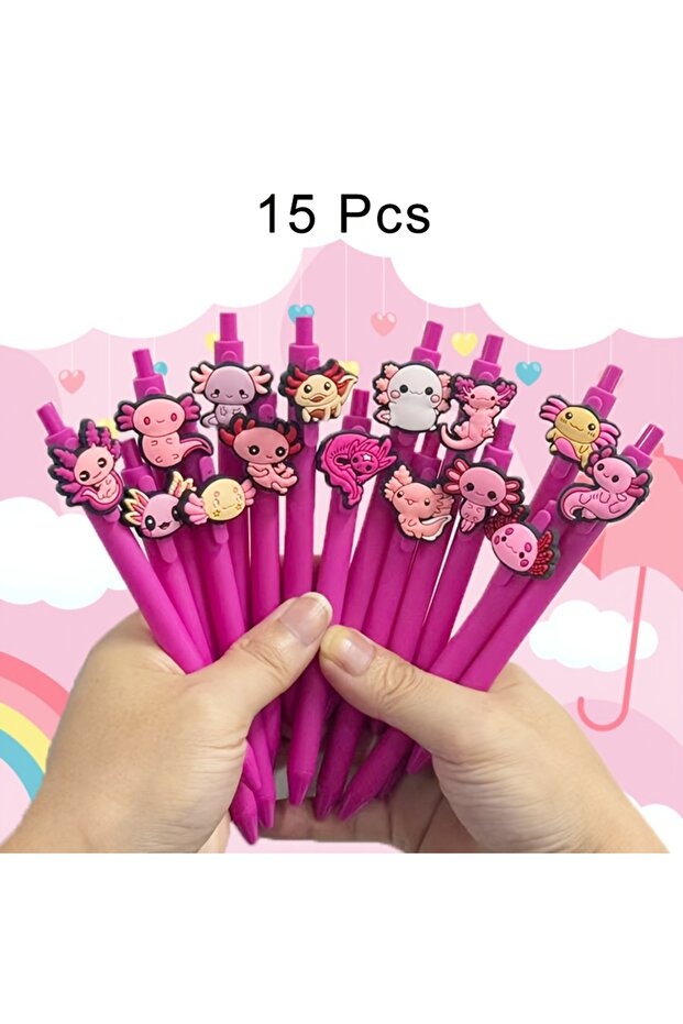 15pcs 5/10/15 Interesting Axolotl Themed Pen,Cute pattern,Suitable for party gifts,Classroom Rewards