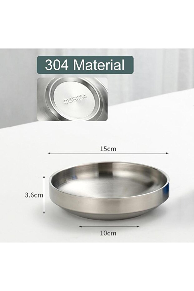 15cm B Flat 201/304 Stainless Steel Dish Plate Cooking Noodles Bowl Thickened Dinner Plate Seasoning
