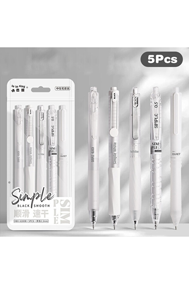 A2 5Pcs Simplicity Fashion Gel Pen Set Solid Color Cute Quick Drying Neutral Pens Lovely Student Sta