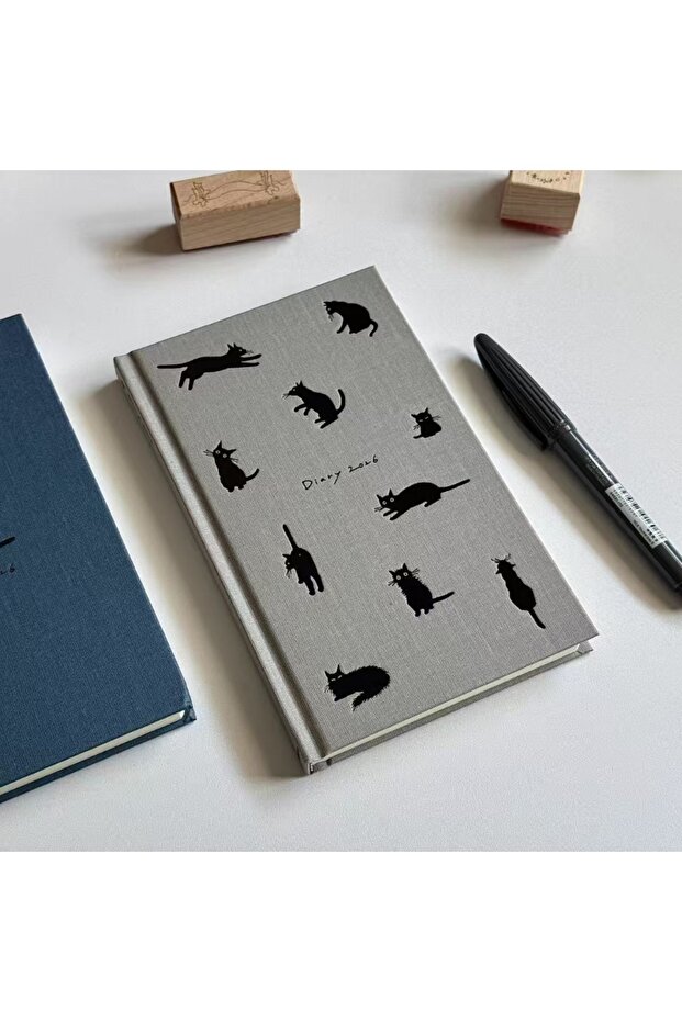 Grey Cartoon Kitten Illustration B5 Notebook Hard Shell To Do List 2026 Schedule Book Memo Pad Stude