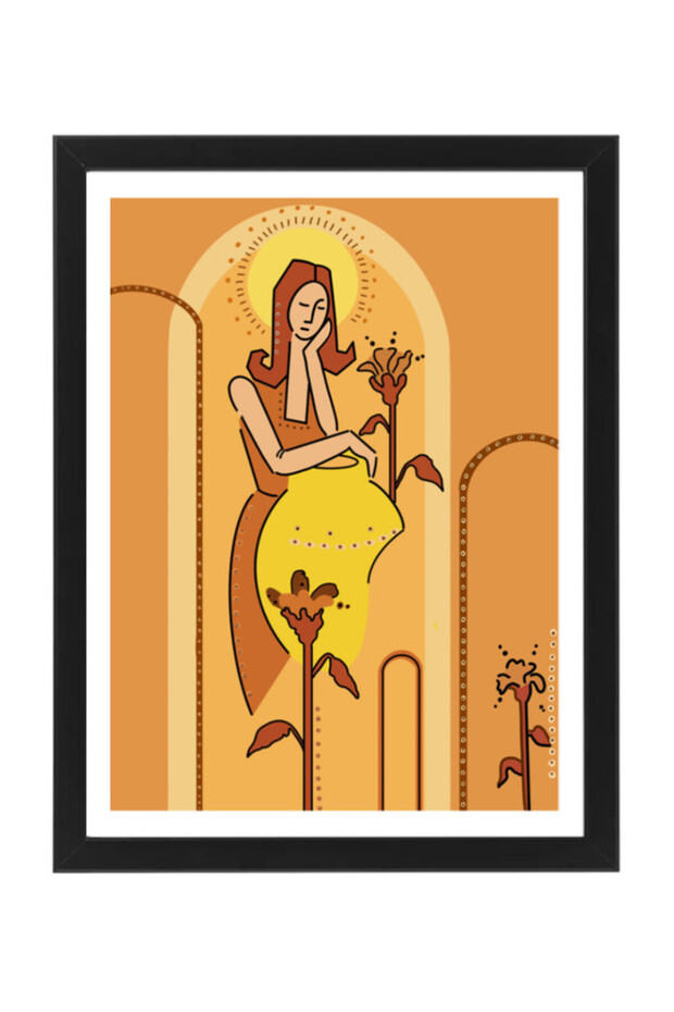 Plant Lover Girl Boho Style - Decorative Wall Art Aesthetic Poster with Frame 30x40cm