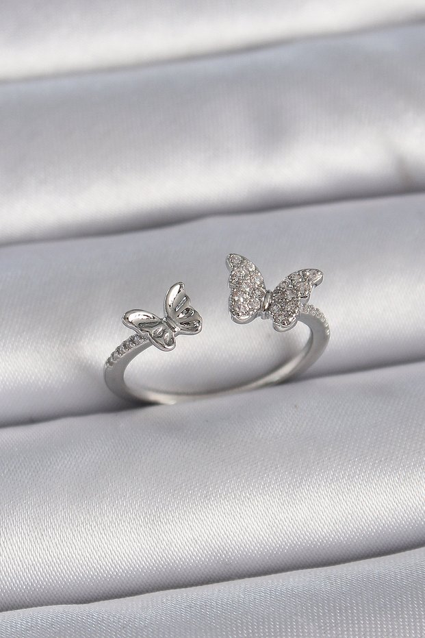 Brass Silver Color Adjustable Zircon Stone Model Women's Ring 5886 - Glst4150-1190
