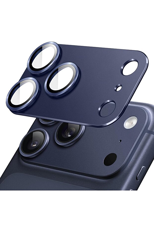 Compatible with iPhone 17 Pro Max (6.9 Inch) - Full Coverage Metal Camera Lens Protector, 9H Tempered Glass, Case