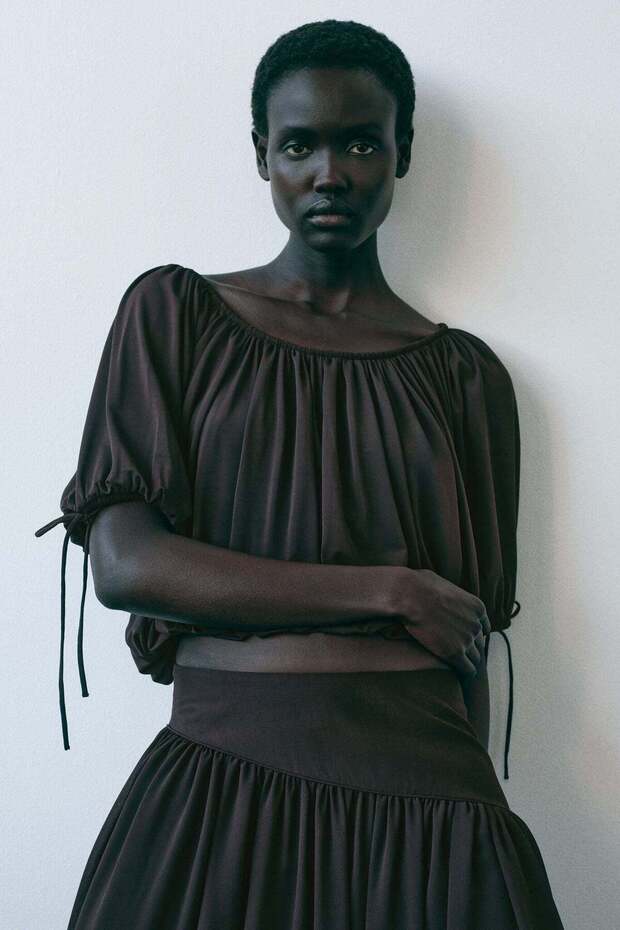 Draped drawstring-detail top - 1