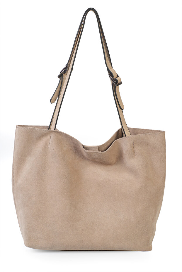 Genuine Suede Leather Double Handle Wide Women's Shoulder Bag YC012035HSD