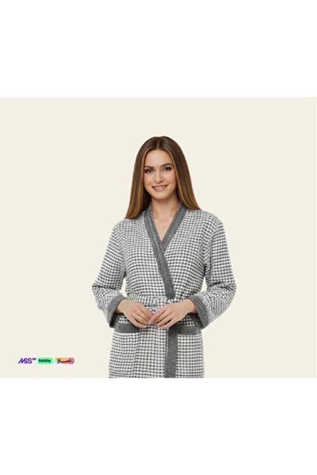 Waffle Bathrobe Large Gray - 1